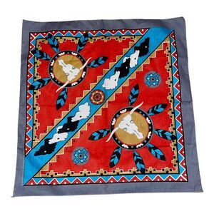 Wamcraft Southwest Western BANDANA Native American USA 21.5"Sq Longhorn Horse